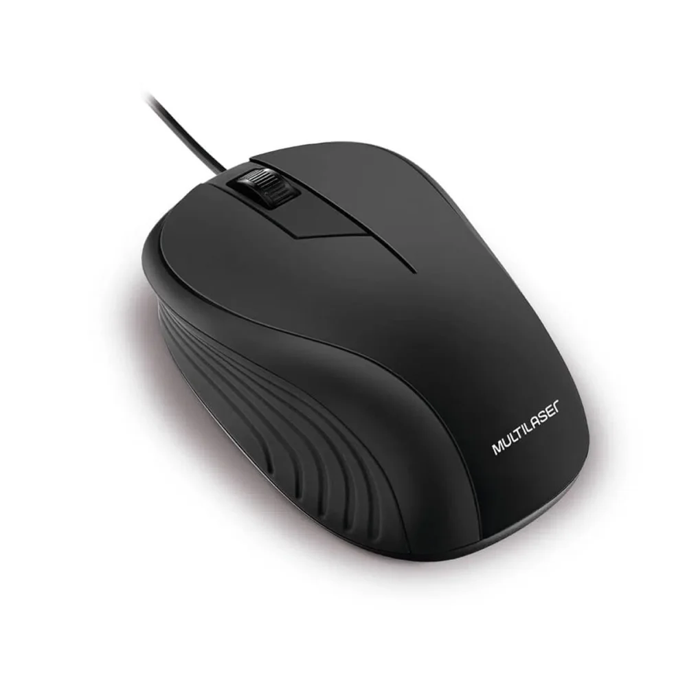 Mouse Óptico Emborrachado com Fio Usb Preto MO222 Multilaser