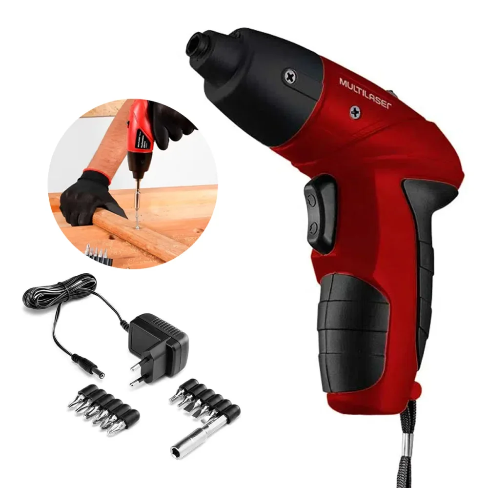 Parafusadeira à Bateria 48V Duplo Sentido Led com Acessórios HO031 Multilaser