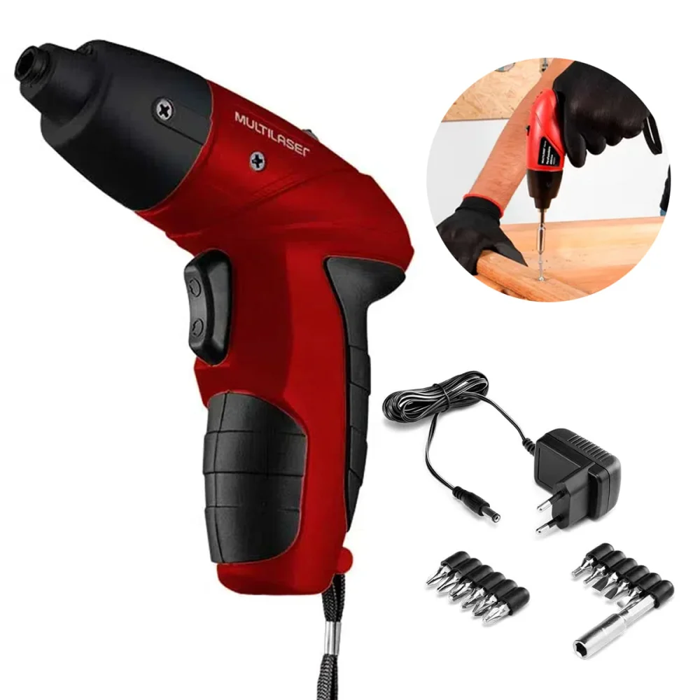 Parafusadeira à Bateria 48V Duplo Sentido Led com Acessórios HO031 Multilaser