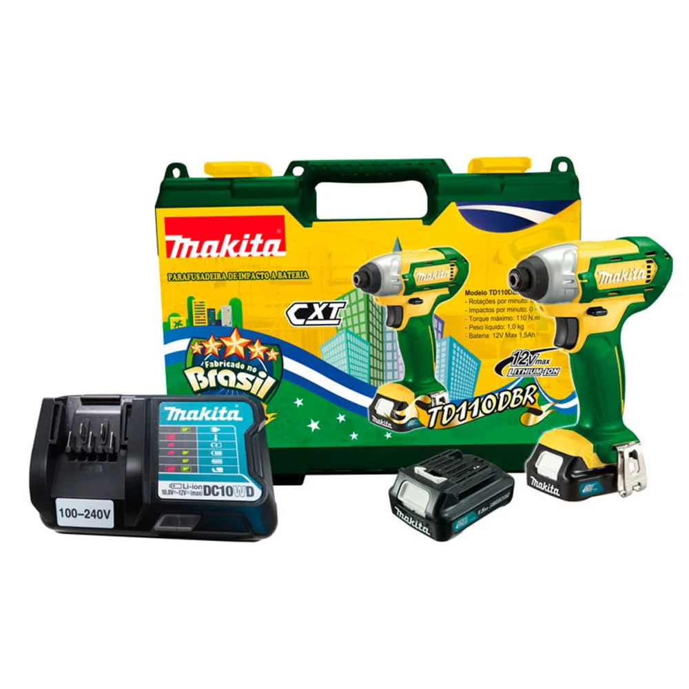 Parafusadeira de Impacto à Bateria 12V TD110DBR Makita