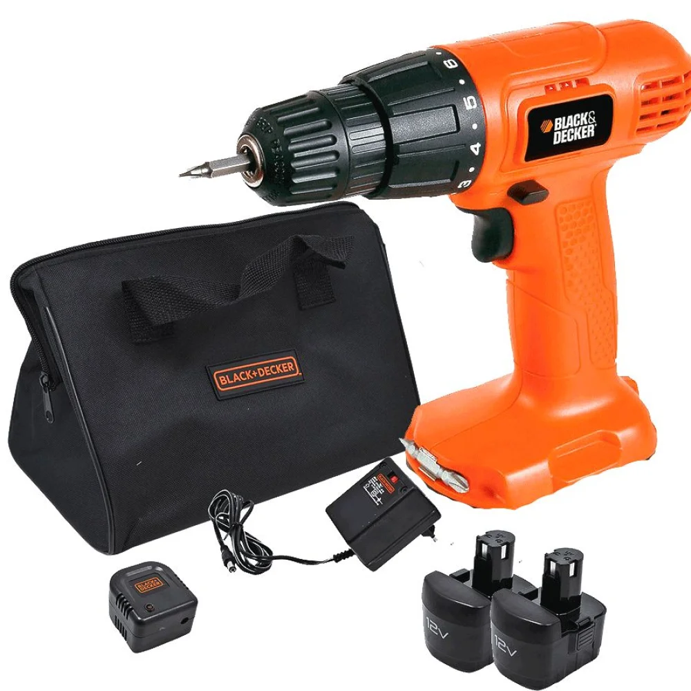 Parafusadeira e Furadeira à Bateria e 2 Baterias 12V CD121K2 BlackDecker