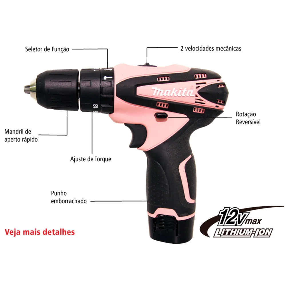 Parafusadeira e Furadeira de Impacto à BateriaNão Acompanha12V HP330DZP Makita