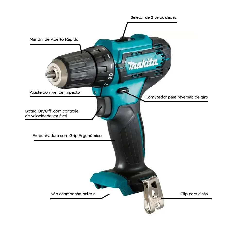 Parafusadeira Furadeira à Bateria Não Acompanha 12V DF333DZ Makita