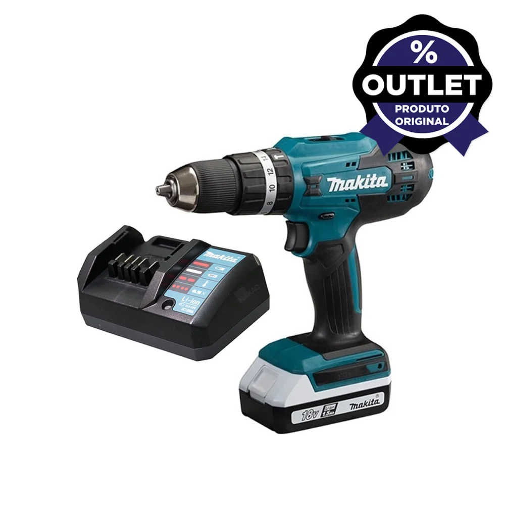 Parafusadeira Furadeira de Impacto à Bateria 18V HP488DW Makita Outlet