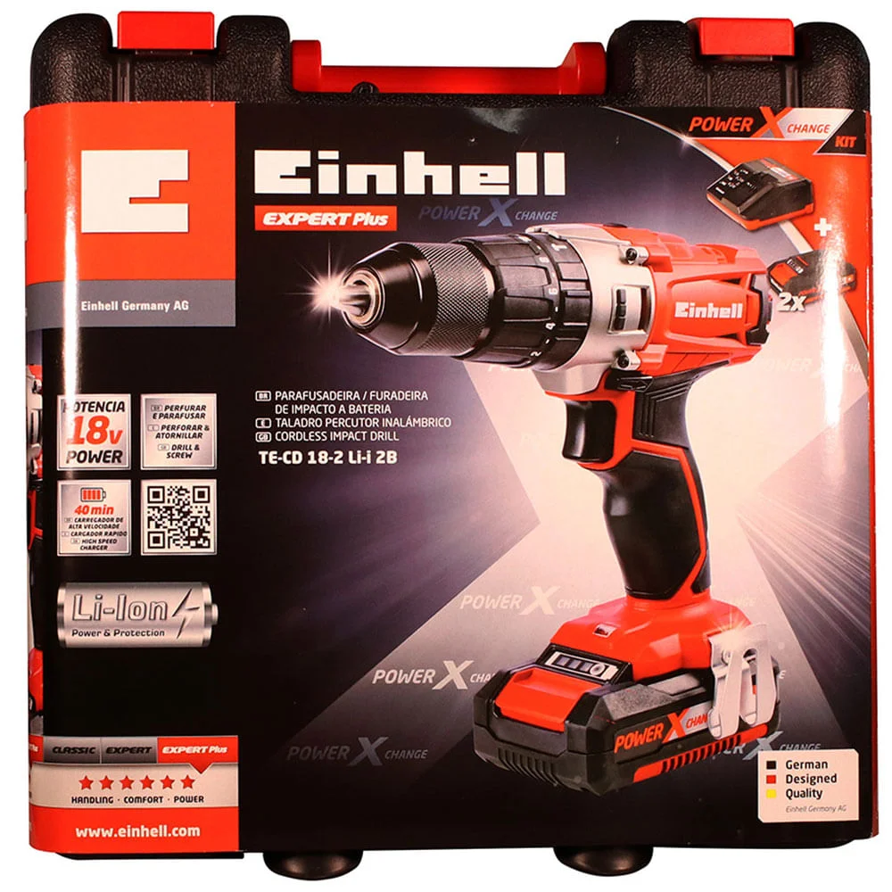 Parafusadeira Furadeira de Impacto à Bateria TE-CD 18/2 LI-I 2B Einhell