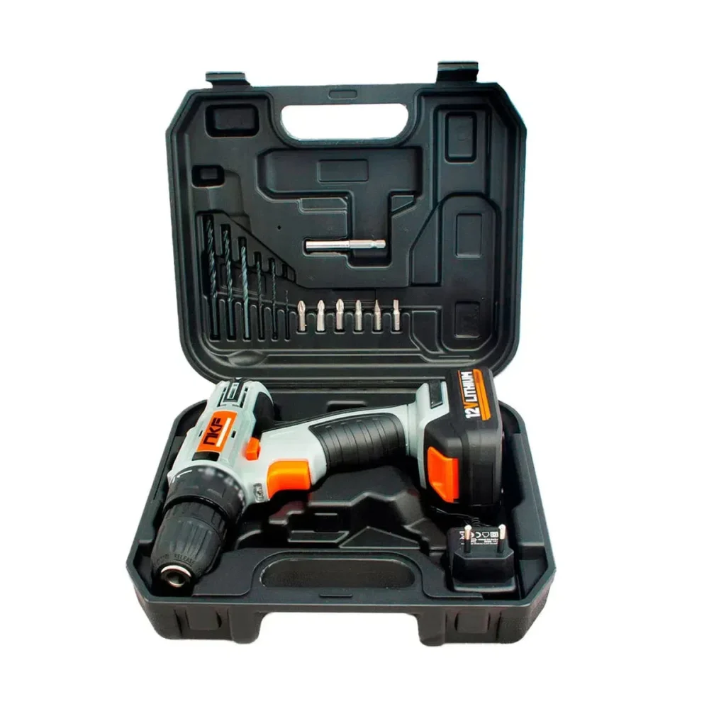 Parafusadeira Furadeira de Impacto e 2 Baterias 12V e 13 Acessórios FPI12X2 NKF