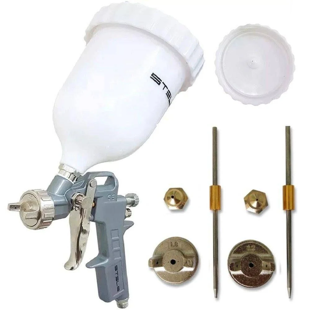 Pistola para Pintura com Tanque Alto Alimentação por Gravidade 600ml 5731455 Stels