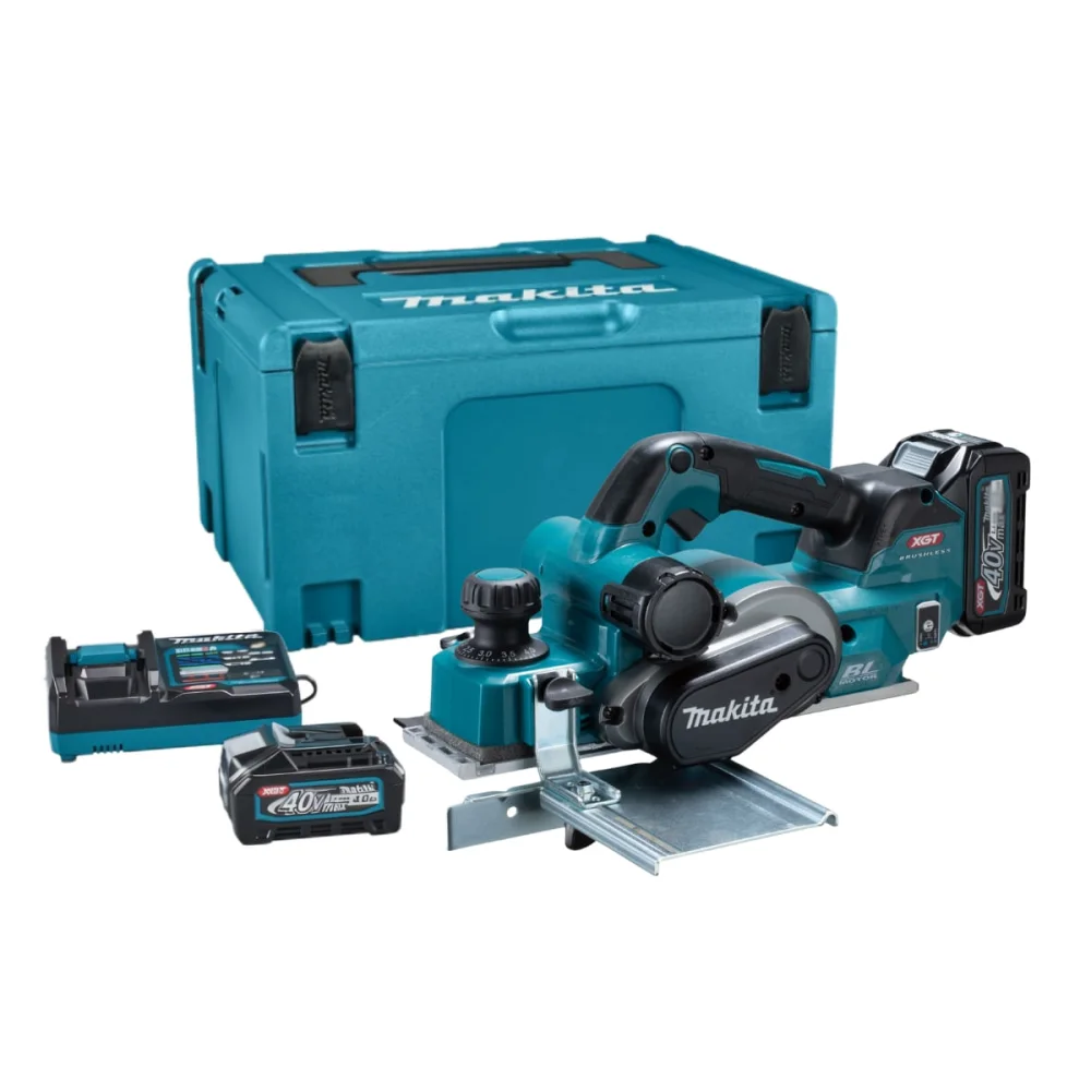 Plaina 82mm à Bateria e 2 Baterias 40V 4.0Ah e Maleta KP001GM201 Makita