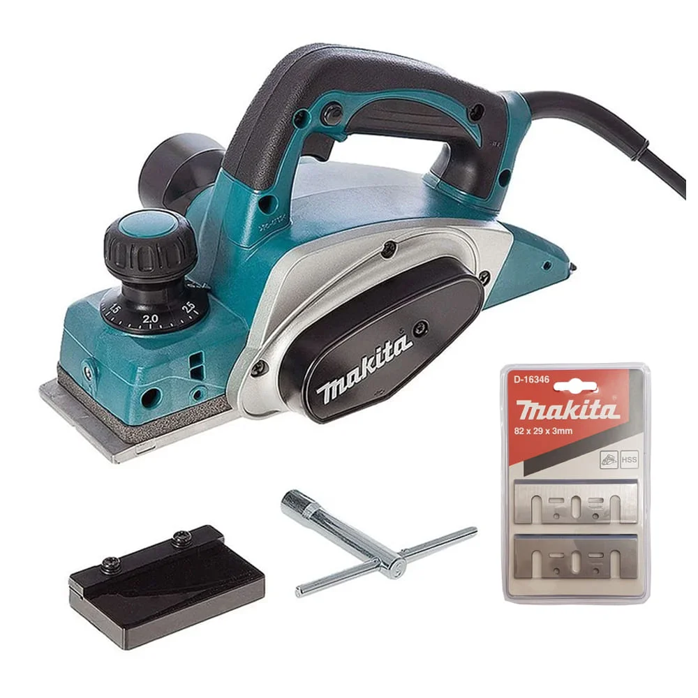 Plaina Elétrica 82mm 620W KP0800 -P e Conjunto com 2 Facas PB-82 Makita