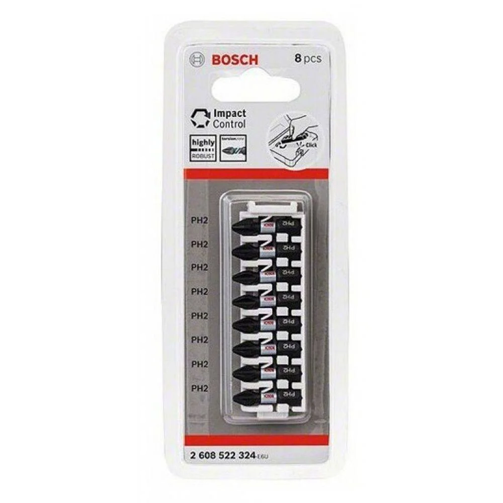Ponta Bits Phillips PH2 25mm Impact Control com 8 Peç Bosch