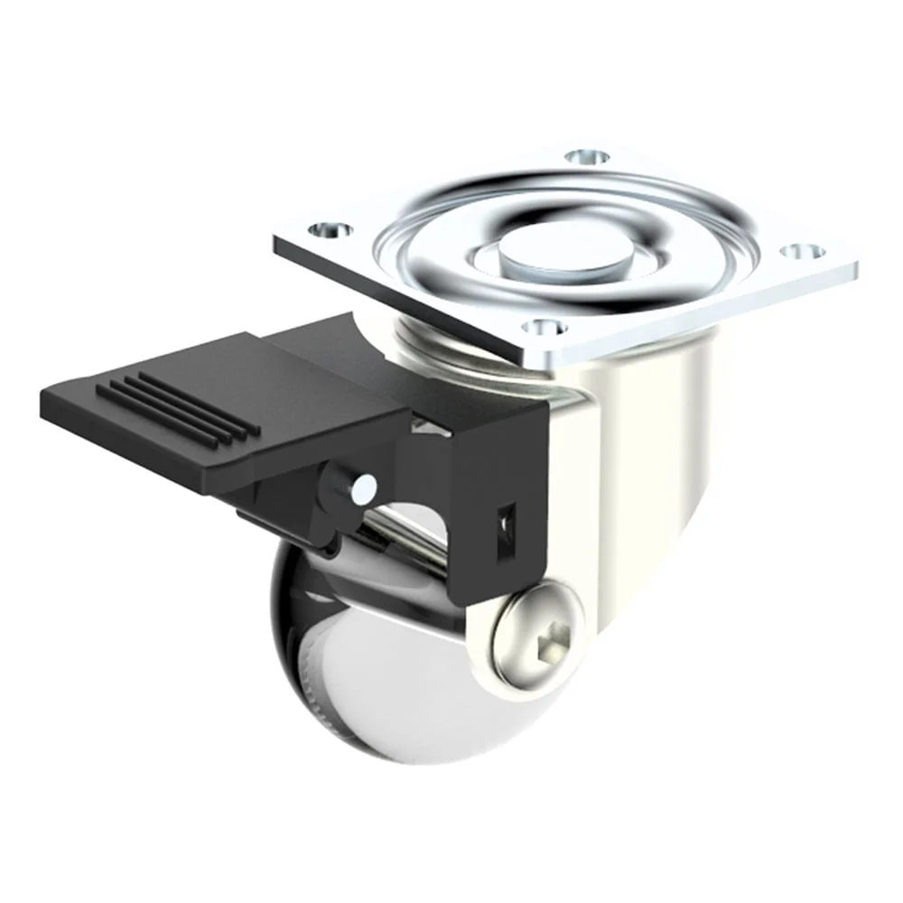 Rodízio Transparente 35mm com Freio Chapa Giratório Níquel 06080203510 Soprano