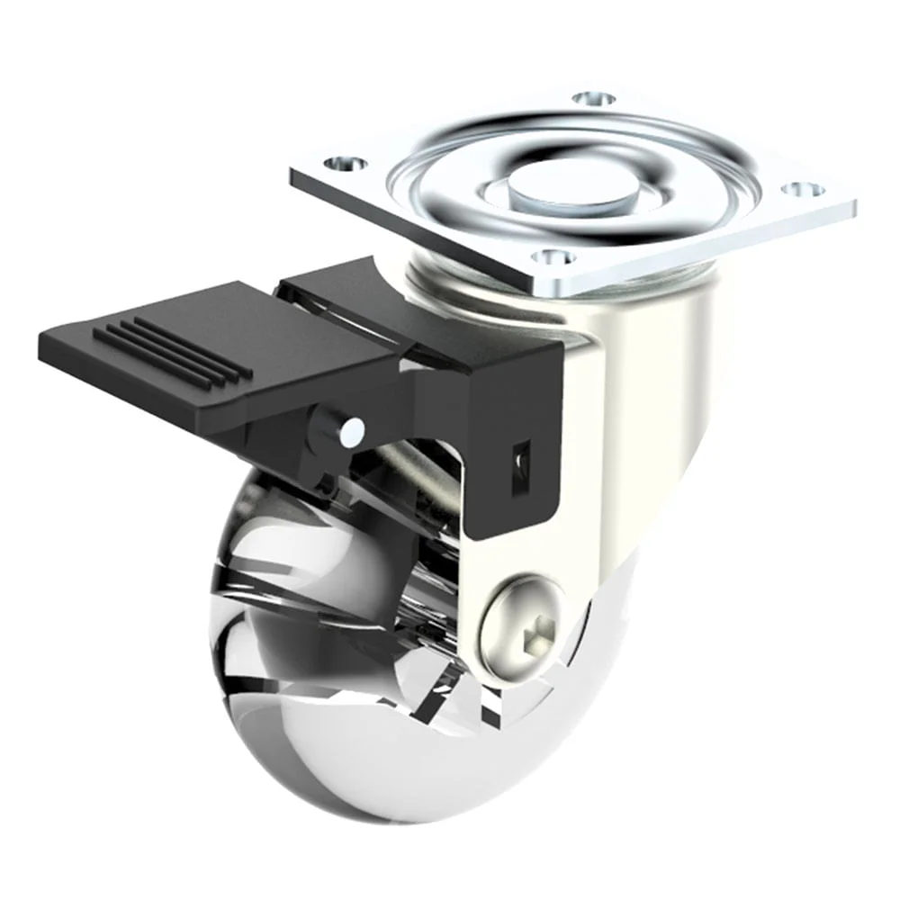 Rodízio Transparente 50mm com Freio Chapa Giratório Níquel 06080205010 Soprano