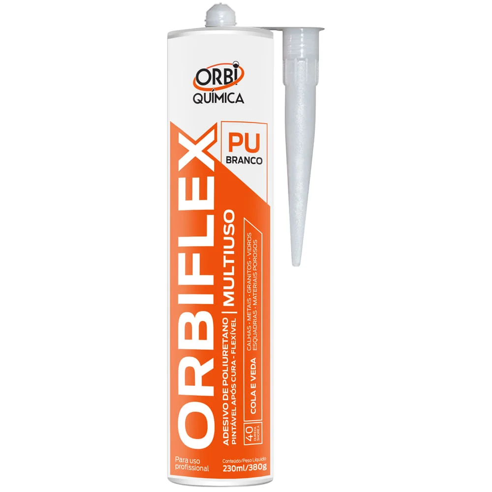 Selante à Base de Poliuretano Orbiflex Construção 230ml 380g Branco 2451 Orbi