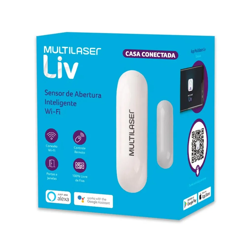 Sensor de Abertura Inteligente Wi-Fi Branco SE228 Multilaser