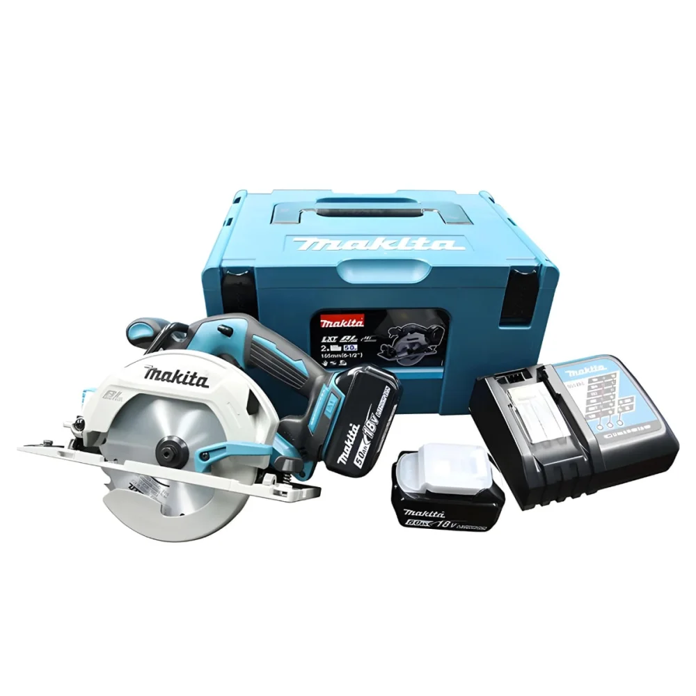 Serra Circular 165mm à Bateria e 2 Baterias 18V 5.Ah e Mak-Pac DHS680RTJ Makita