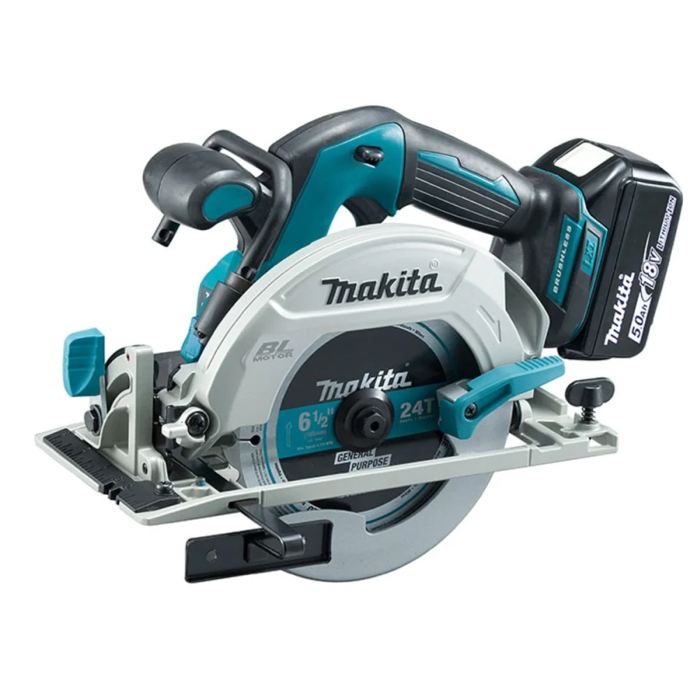 Serra Circular 165mm à Bateria e 2 Baterias 18V 5.Ah e Mak-Pac DHS680RTJ Makita