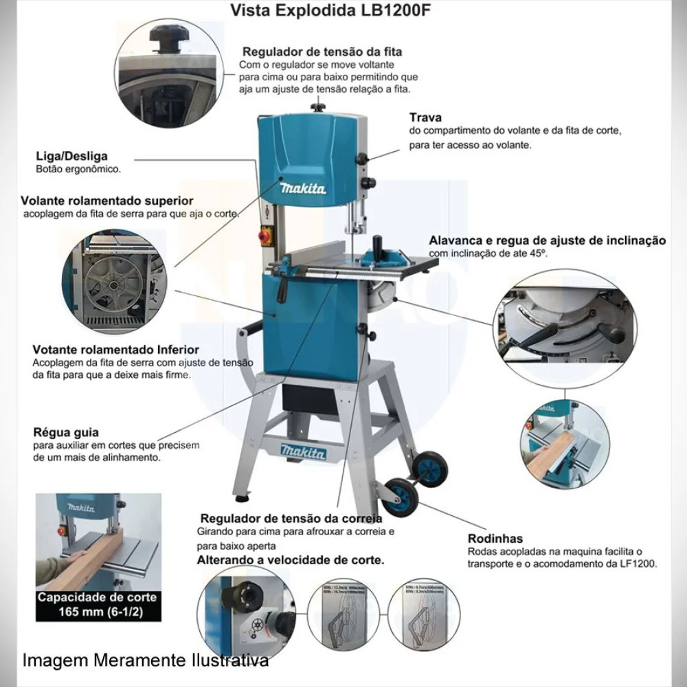 Serra de Fita de Bancada 165mm 900 Watts LB1200F Makita
