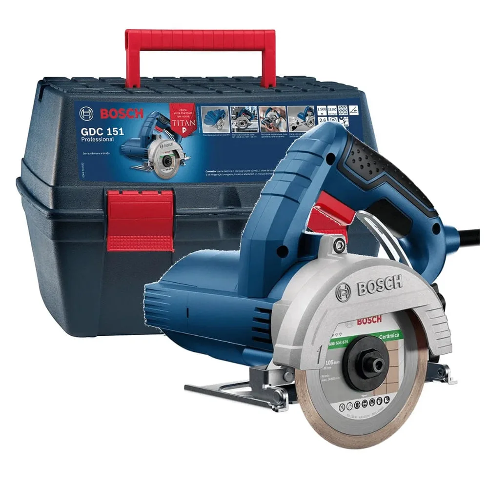 Serra Mármore Titan GDC 151 com Maleta e Disco 1500 Watts Bosch