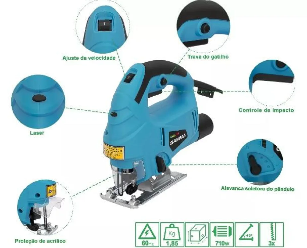 Serra Tico Tico Pendular Laser 700 Watts G1940 Gamma Ferramentas 110 Volts
