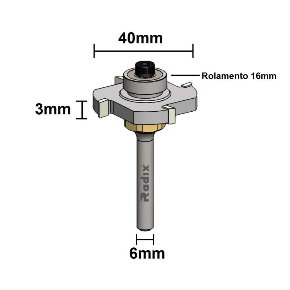 Serrinha Debrum 40mm com Rolamento Haste 6mm 18F4030.01 Radix