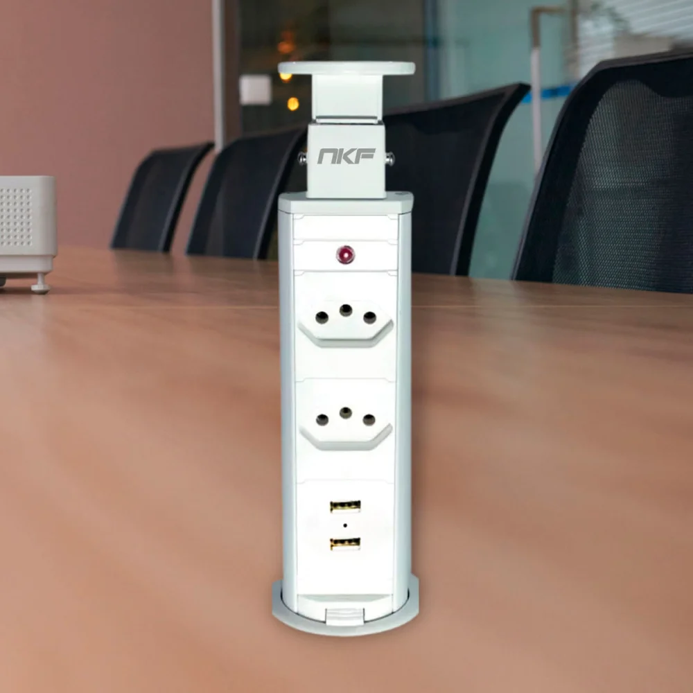 Torre de Tomada Multiplug 2 Tomadas e 2 USB Bivolt Outlet Branco