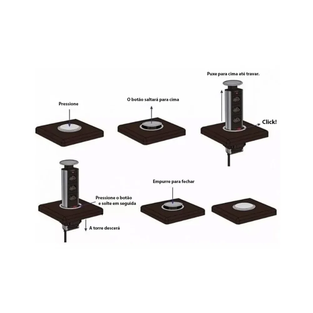 Torre de Tomada Multiplug 2 Tomadas e 2 USB Bivolt Outlet