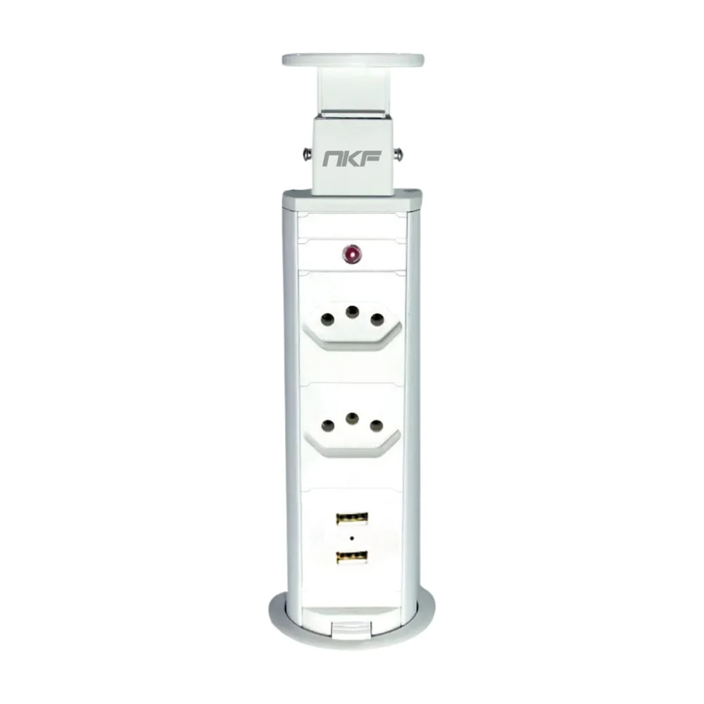Torre de Tomada Multiplug 2 Tomadas e 2 USB Bivolt