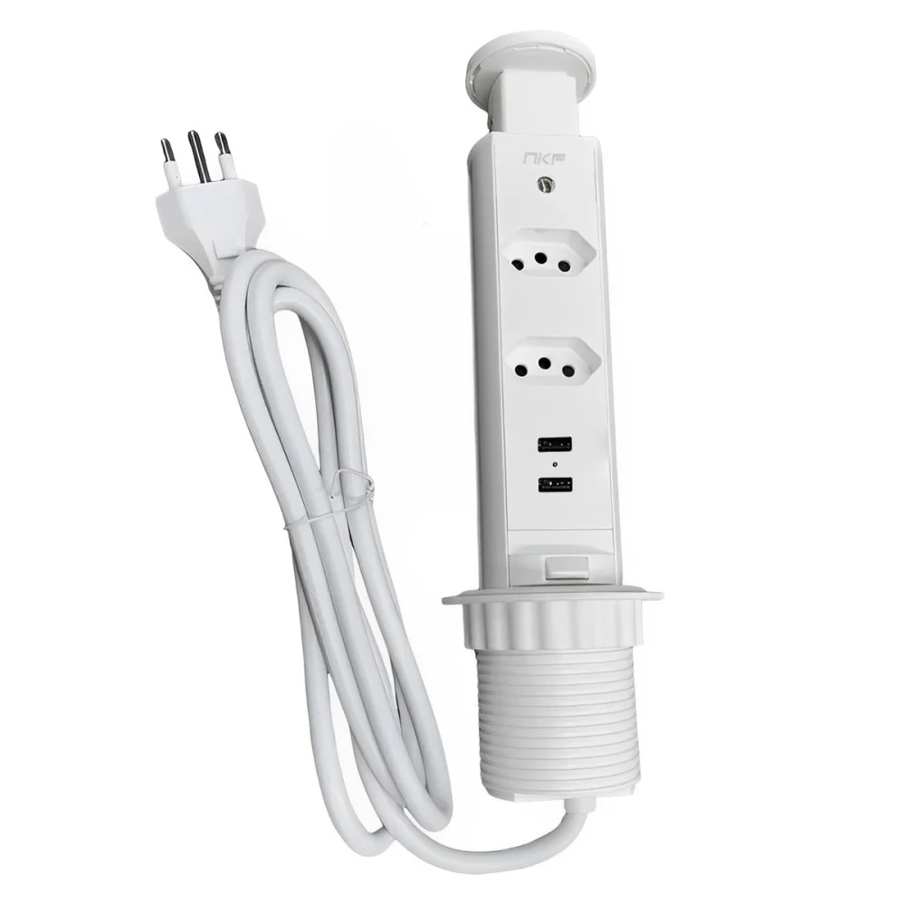 Torre de Tomada Multiplug 2 Tomadas e 2 USB Bivolt