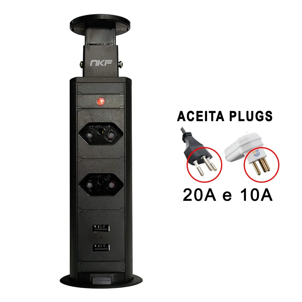 Torre de Tomada Multiplug 2 Tomadas e 2 USB Bivolt
