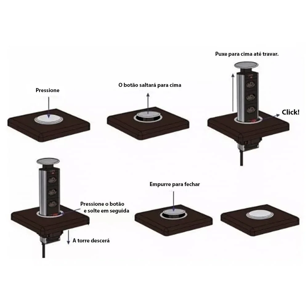 Torre de Tomada Multiplug 3 Tomadas Bivolt Outlet