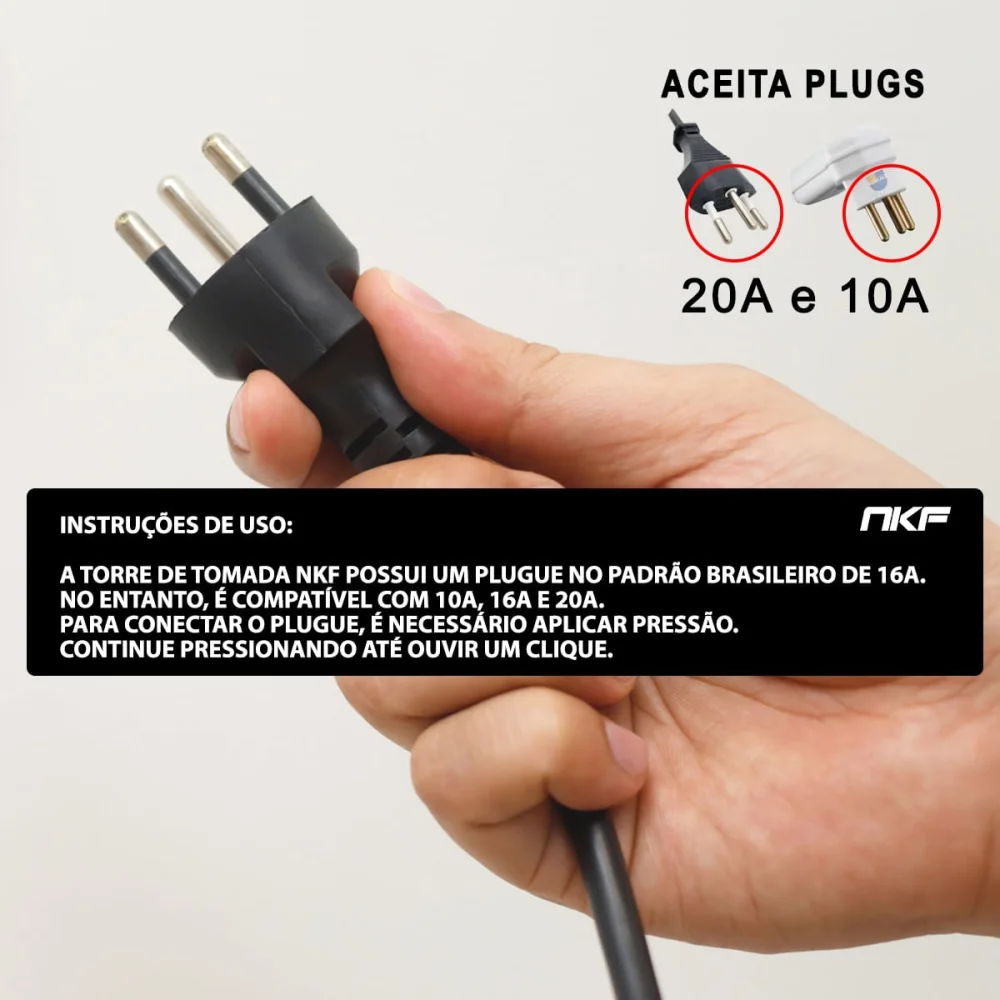 Torre de Tomada Multiplug 3 Tomadas Bivolt