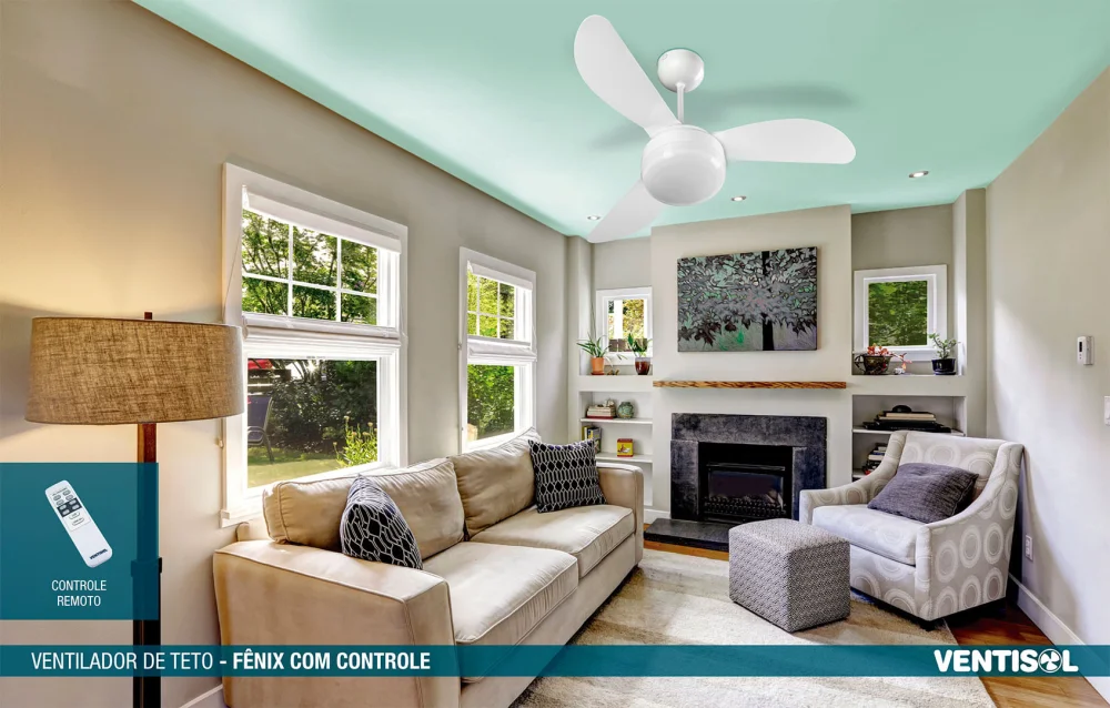 Ventilador de Teto 3 Pás com controle Remoto Fenix Ventisol Branco