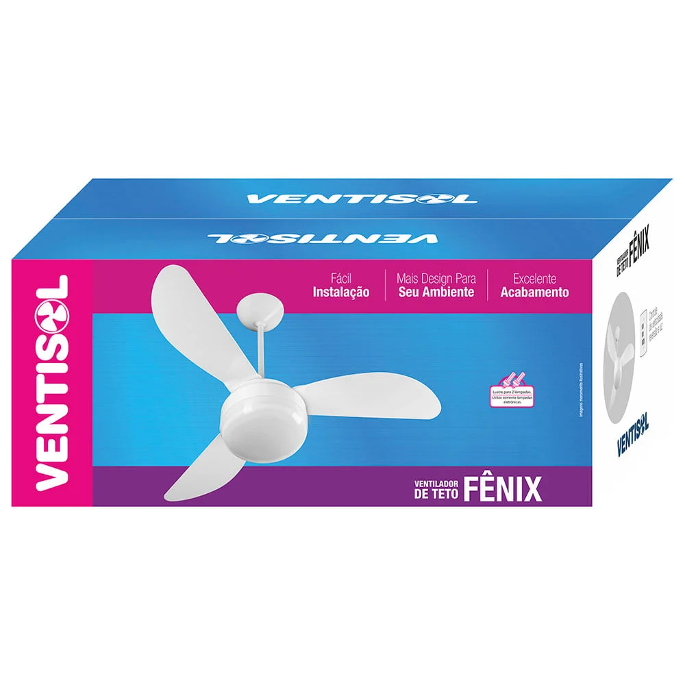 Ventilador de Teto 3 Pás Fenix Cv3 Ventisol Branco