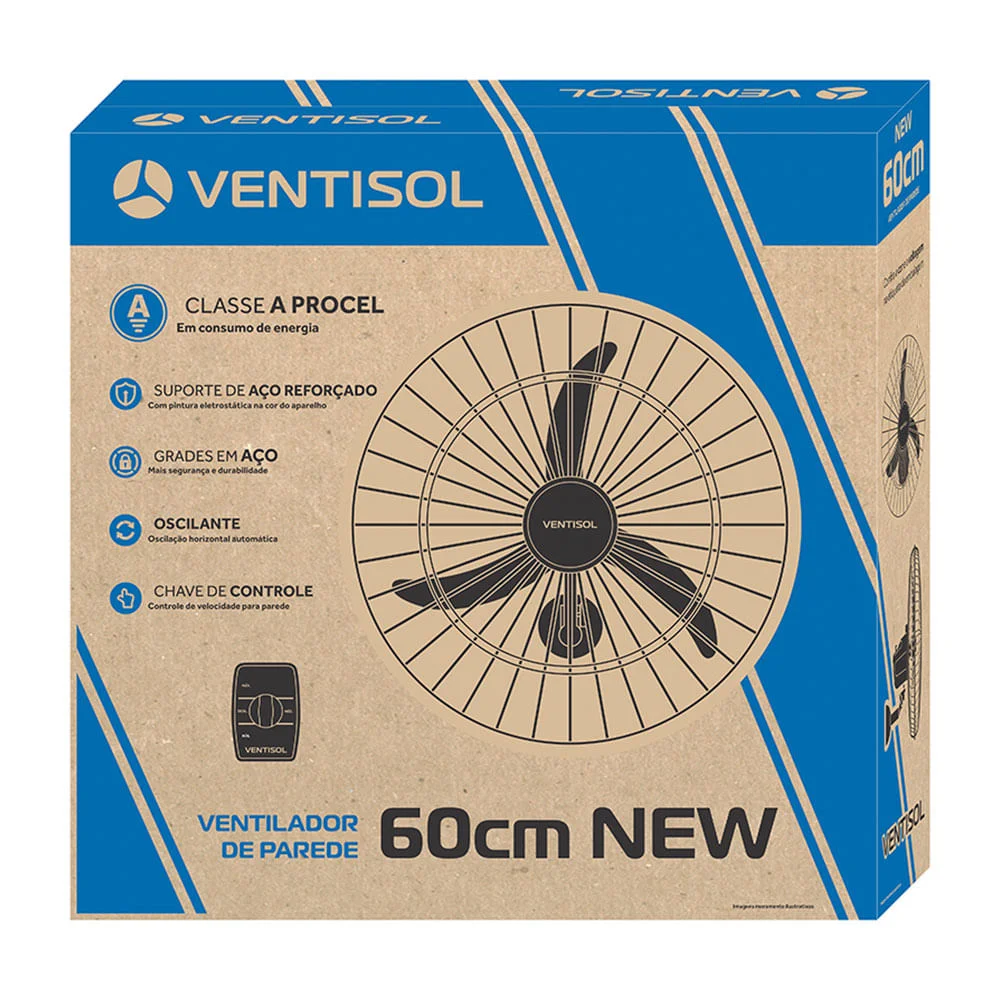 Ventilador OSC de Parede 60cm New Grade Preta Premium Ventisol