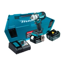 Chave de Impacto à Bateria e 2 Baterias 18V 5.0Ah e Mak-Pac DTW300RTJ Makita