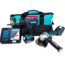 Combo Furadeira Parafusadeira e Esmerilhadeira Angular à Bateria DLX2165 Makita