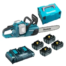 Combo Motosserra 4 Baterias 18V 5Ah Carregador Duplo e MacPack DUC353Z Makita