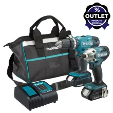 Combo Parafusadeira Furadeira de Impacto à Bateria e Bolsa DLX2336SYX Makita Outlet