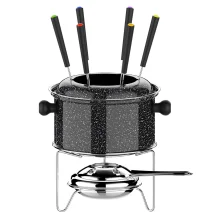 Conjunto de Fondue Pequeno Caçarola 085L 10 Peç Colorstone Preto HH7802 Euro