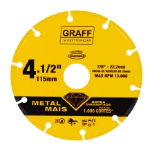 Disco de Corte Diamantado 115x22.2mm Metal Mais Graff Vantage