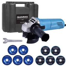 Esmerilhadeira Angular 4.1/2 Pol 750 Watts com Maleta G1910K Gamma Ferramentas