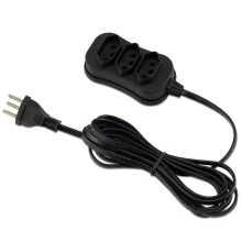 Extensão 3 Tomadas Tripolar Slim 5m Preto Force Line Bivolt