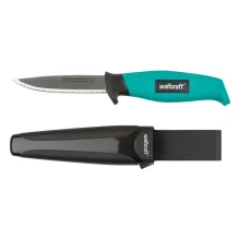 Faca com Lâmina Serrilhada de Aço Inoxidável 95mm com Coldre 408600 Wolfcraft