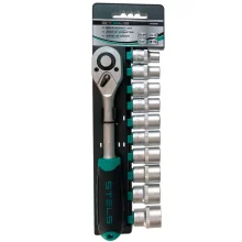 Jogo de Chave Catraca de 1/2 e Soquetes de 10 à 22mm CRV 1412755 Stels 11 Peç