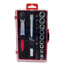 Jogo de Soquete Estriado 1/4 Pol 25 Peç 68950 Robust