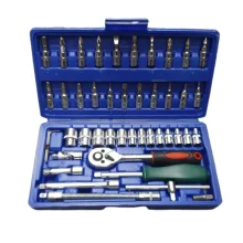 Jogo de Soquetes 1/4 Pol Cromo Vanádio com 46 Peç F000124 Ipiranga