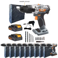 Kit 10 Furadeira de Impacto e Parafusadeira à Bateria com 20 Baterias FP20X2 NKF