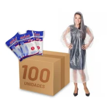 Kit 100 Capas de Chuva Transparente Descartável