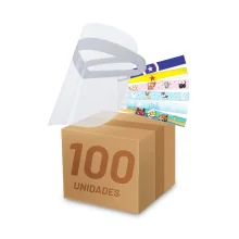 Kit 100 Máscaras Protetor Facial Family Personagens Visor Transp Face Shield