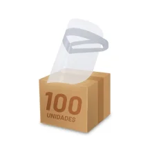 Kit 100 Máscaras Protetor Facial Visor Transparente em Polipropileno Face Shield